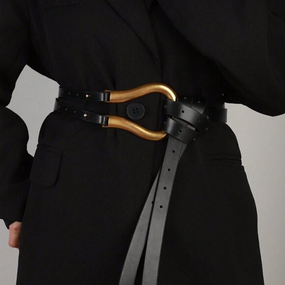 Black Elegant Women's Studded Decor Belt Halloween - Picture 1 of 4